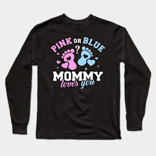 Gender reveal mommy mom Long Sleeve T-Shirt